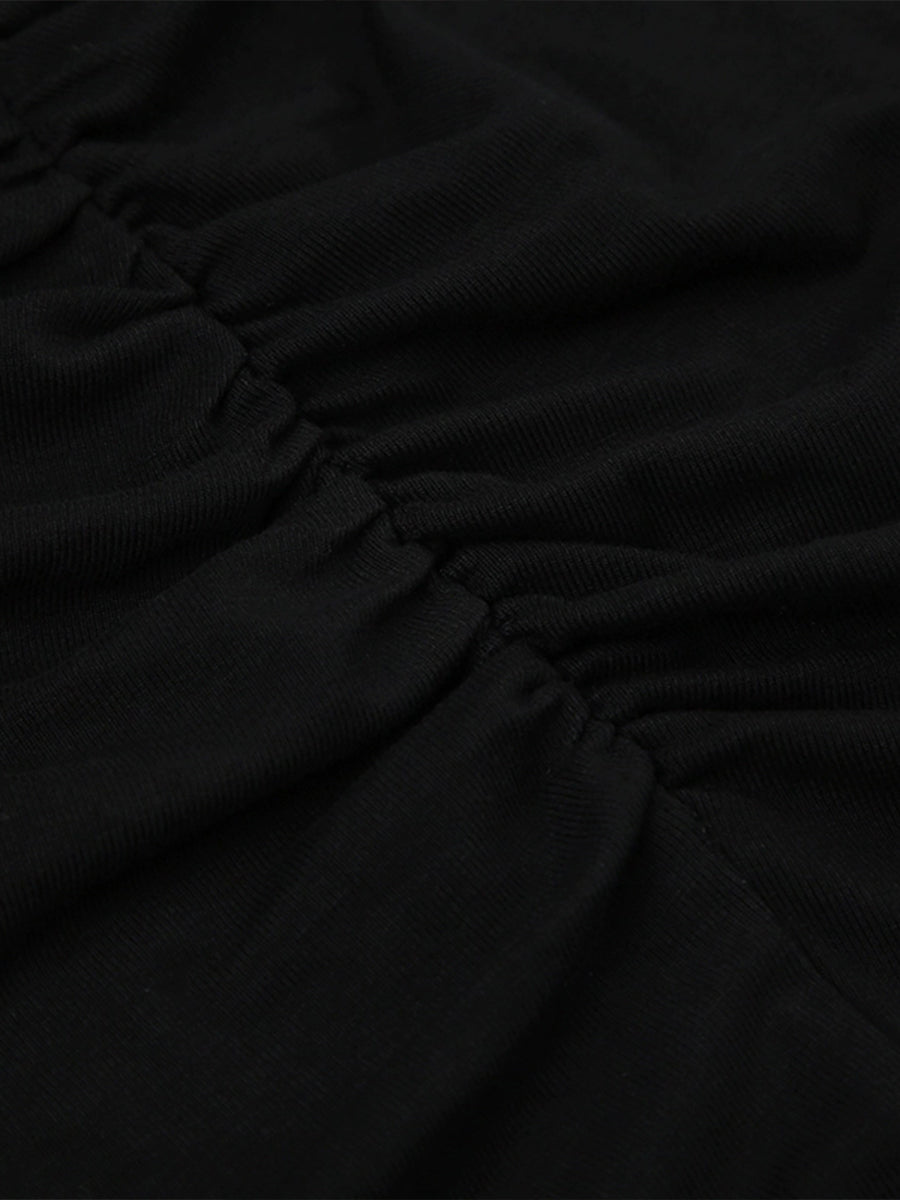 V-Neck Long Sleeve Black One Piece Top Bodysuit
