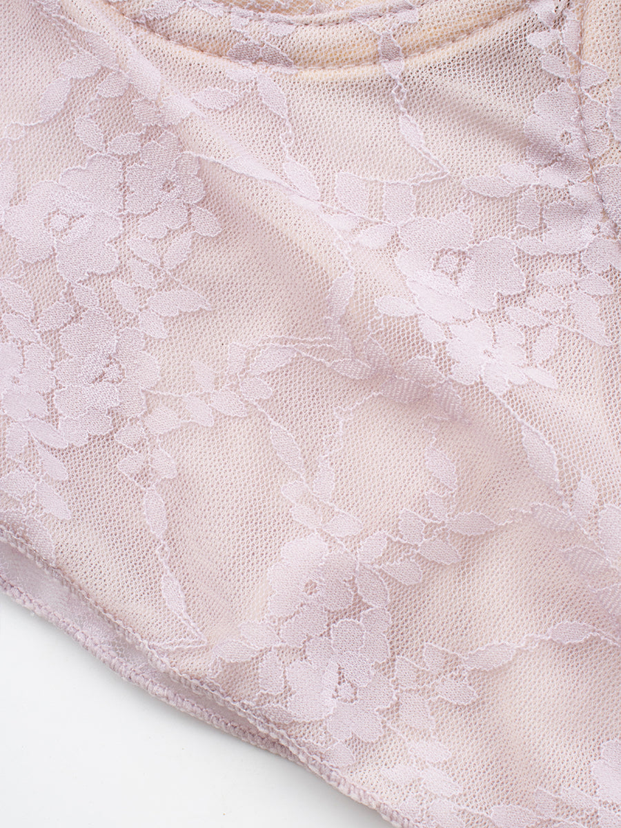 Underwire Lace Elastic Camisole Top with Bra Pads