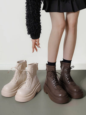 Women's Solid Color Zipper Height Increase PU Solid Color Boots