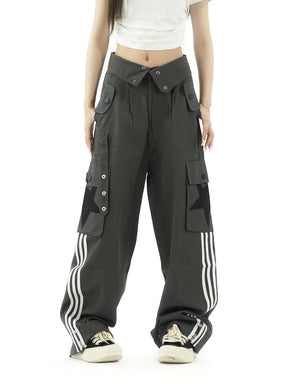 Big Pocket Star Pattern Casual Pants