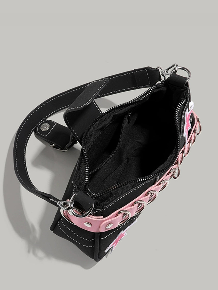 PU Leather Y2K Pink and Black Bag