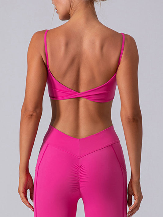 2pcs Sleeveless Cami Skin-Friendly Sports Set Workout Set Fitness Yoga Suit with Chest Pads