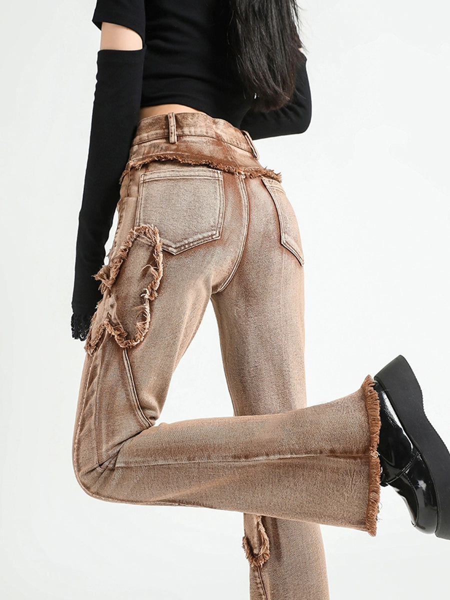 Butterfly Brown Denim Jeans
