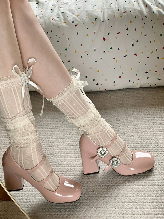 Chunky Heeled Ankle Strap Mary Jane Pumps Shoes