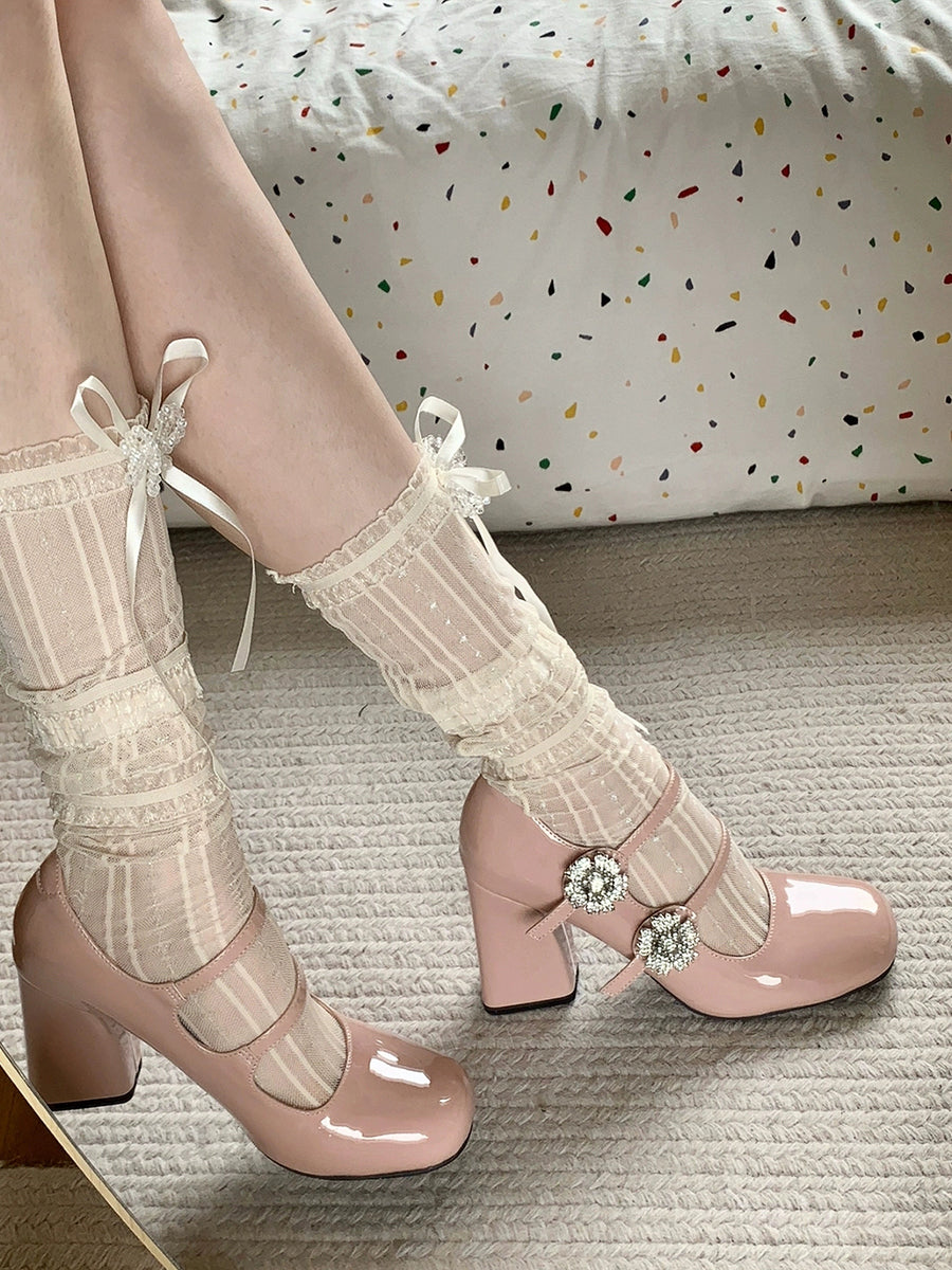 Chunky Heeled Ankle Strap Mary Jane Pumps Shoes