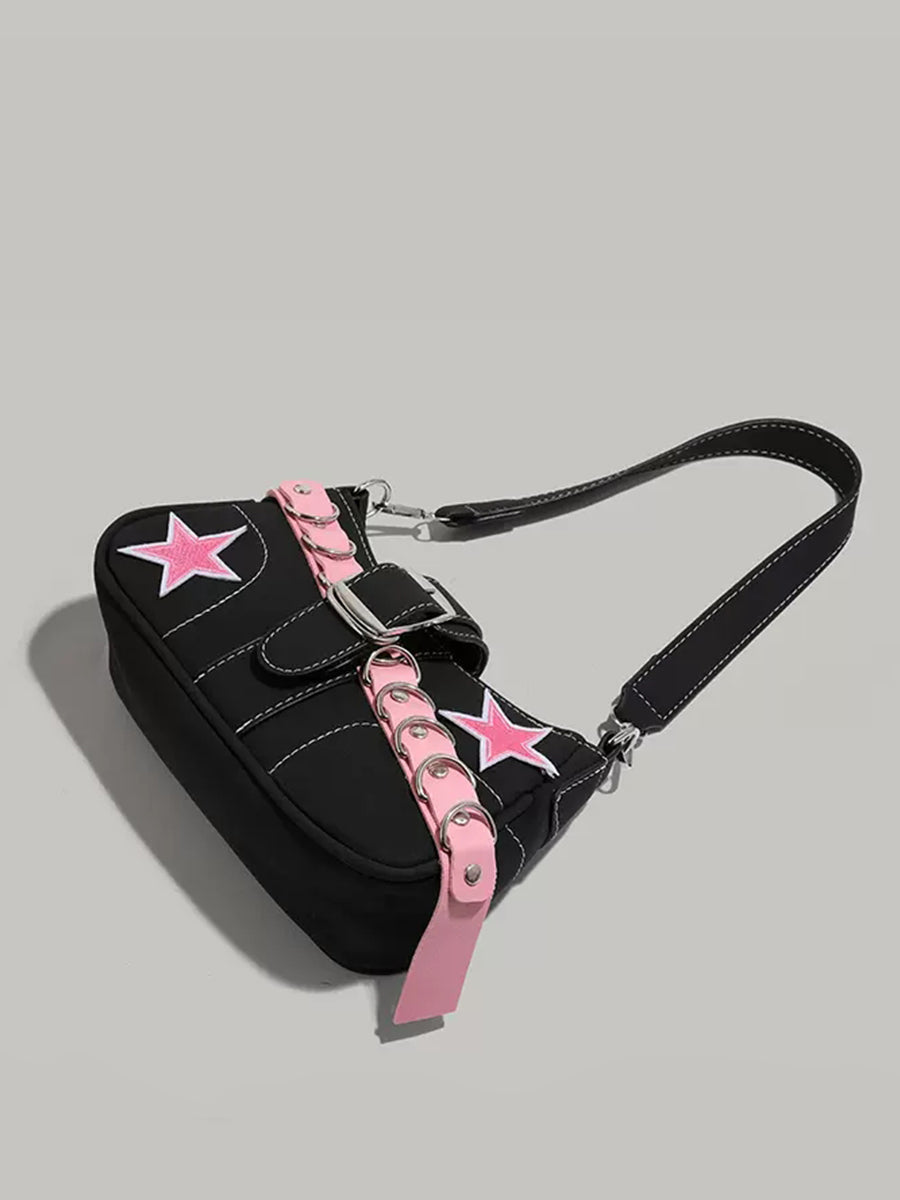 PU Leather Y2K Pink and Black Bag