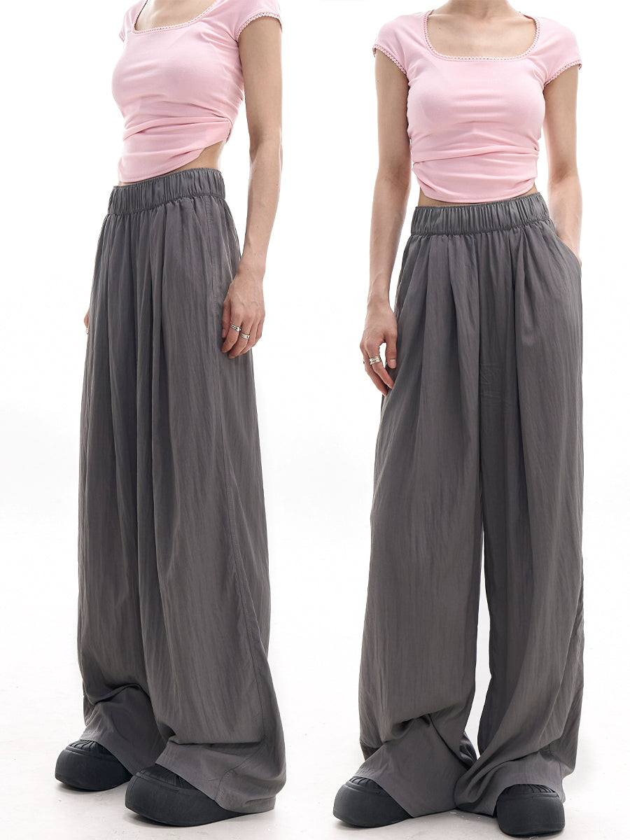 Casual Loose Pleated Wide Leg Suit Pants