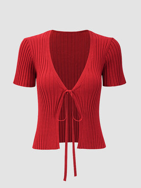 Red Knit Slim Top