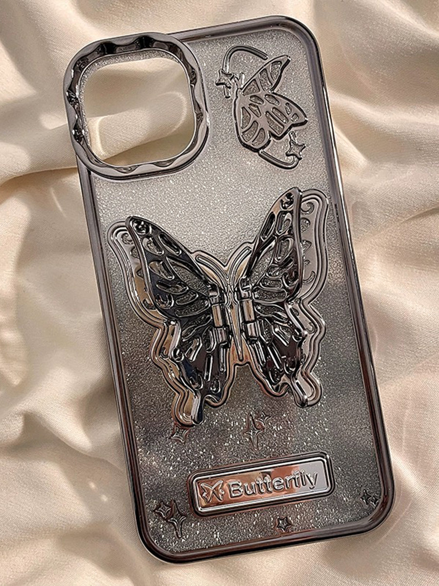 Skeletonized 3D Plating Butterfly Couple Phone Case