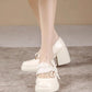 Ribbon-tie Mary Jane Pumps in White