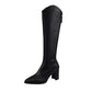 Women's Solid Color Zipper Height Increase V Solid Color Boots