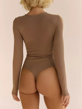 Plain Long Sleeves Bodysuits Skin-Friendly Onesie Top