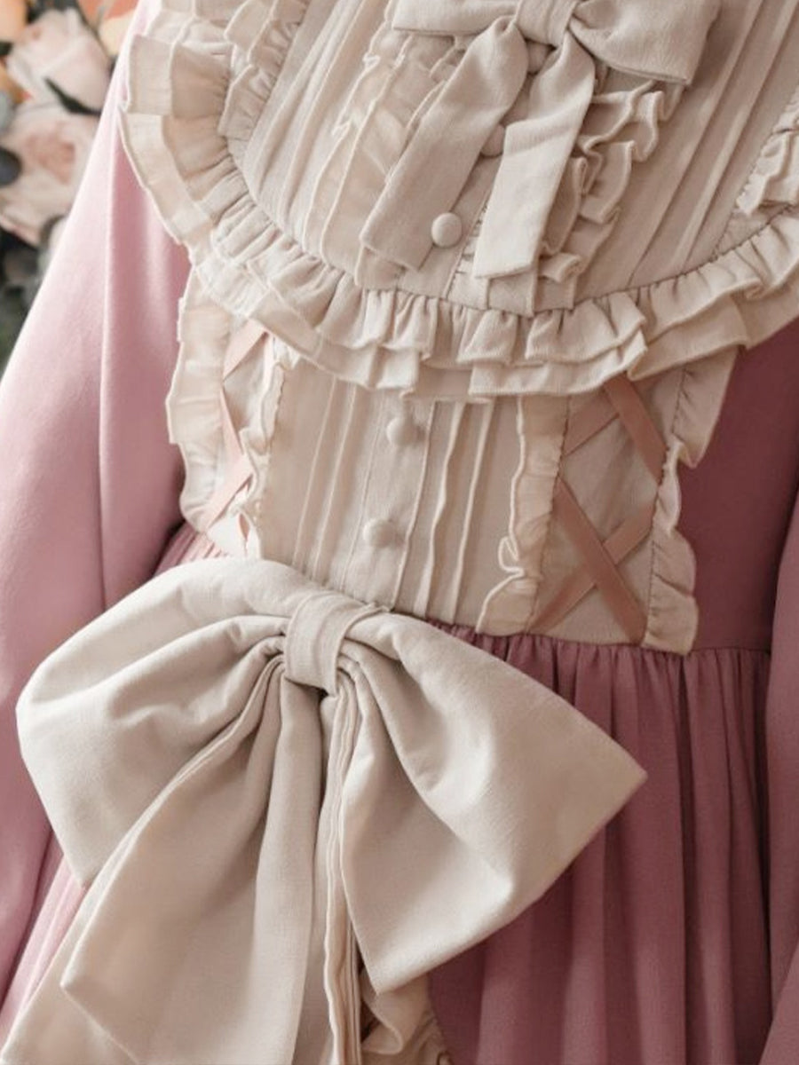 Girls Lolita Princess Dress Kawaii Long Sleeve Chiffon Skirt Cute Girl Dress