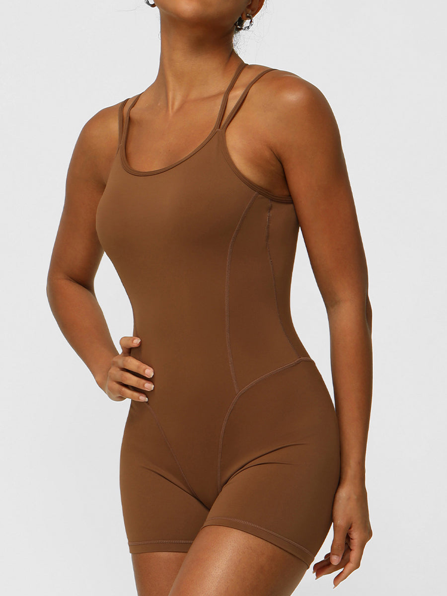 Plain Backless Cami Unitards Skin-Friendly Sleeveless Romper