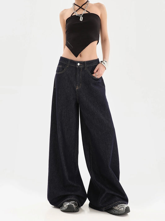 Solid Color Straight High Waist Loose Jeans