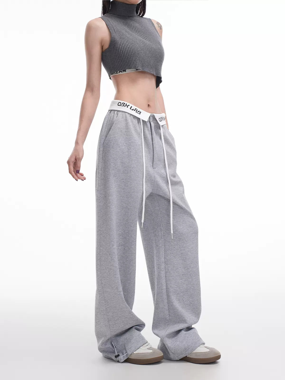 Casual Letter Printed Loose Drawstring Sweatpants