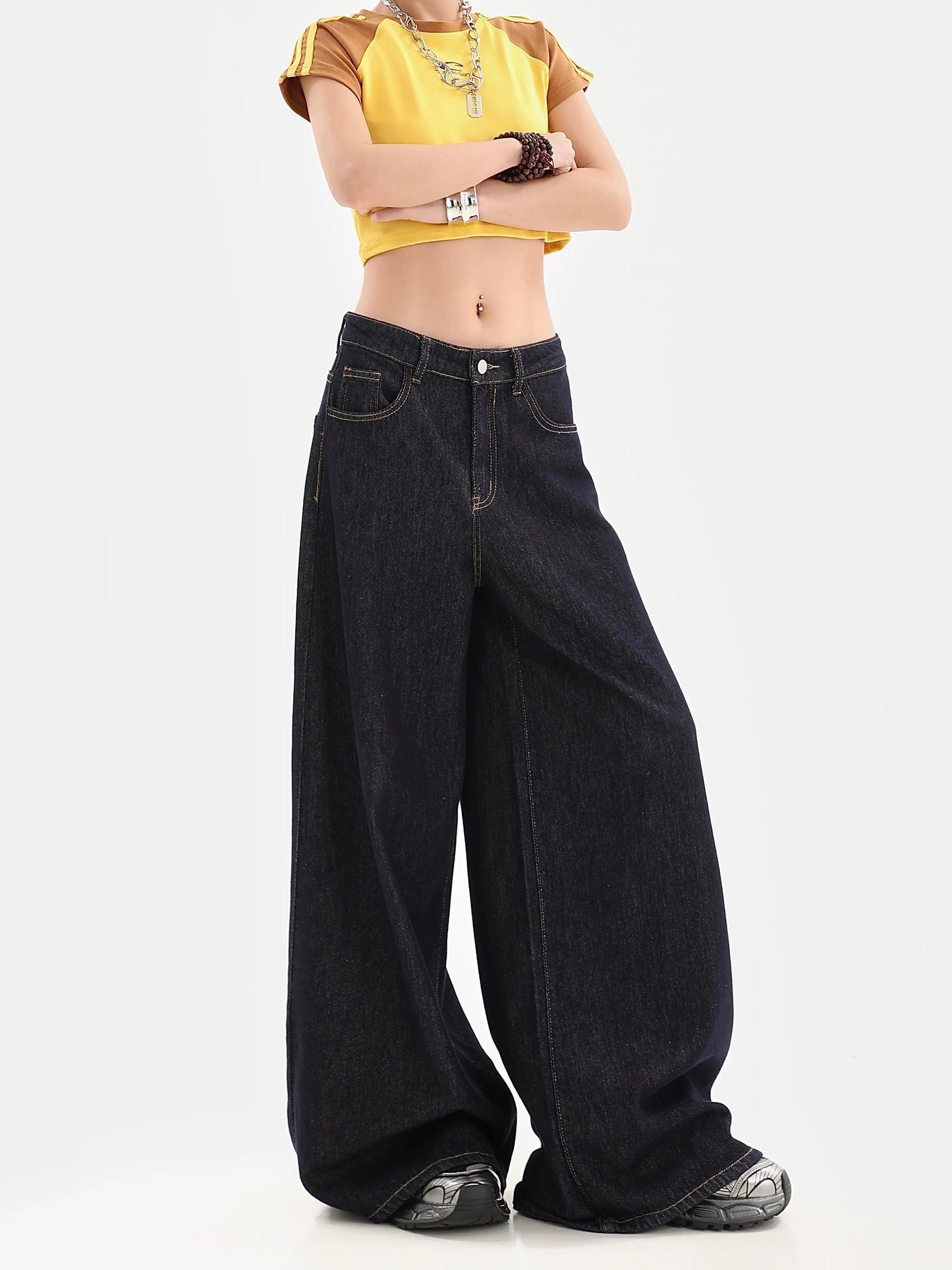 Solid Color Straight High Waist Loose Jeans