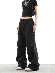 Solid Color Casual Quick Dry Drawstring Pants