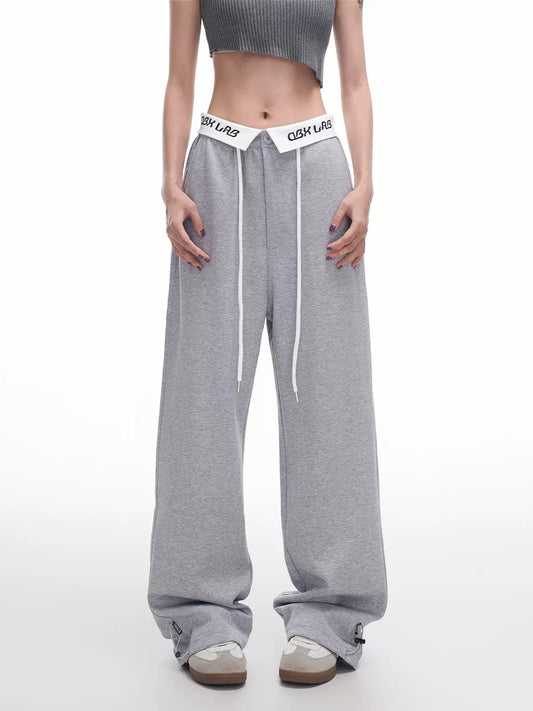 Casual Letter Printed Loose Drawstring Sweatpants