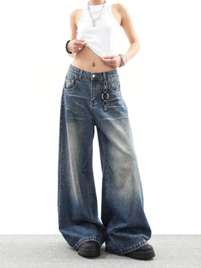 Vintage Straight Leg High Waist Loose Fit Denim Jeans