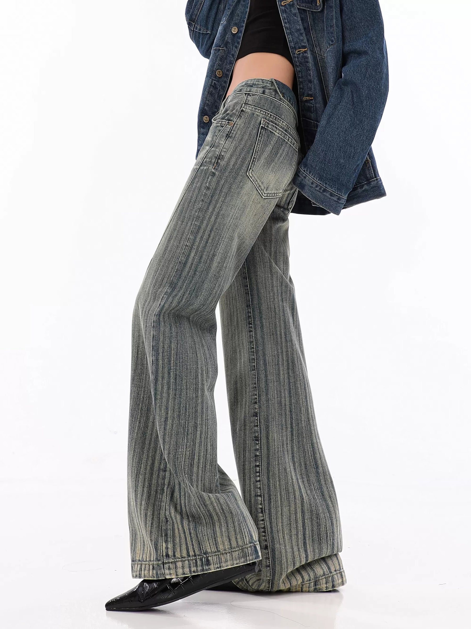Vintage Modern Striped Denim Slim Fit Jeans