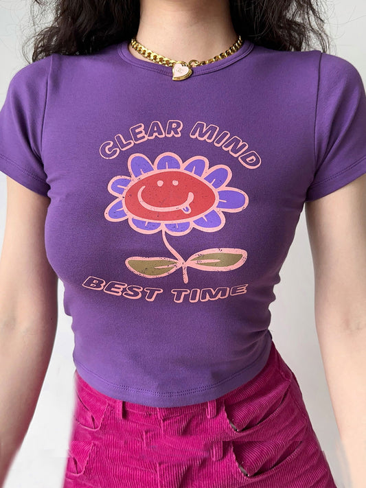 Purple Floral Crop Top