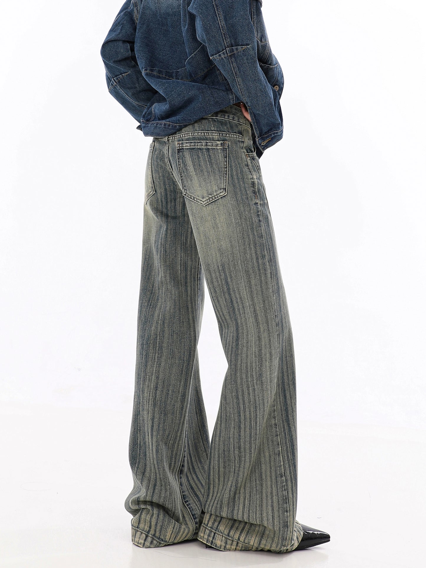 Vintage Modern Striped Denim Slim Fit Jeans