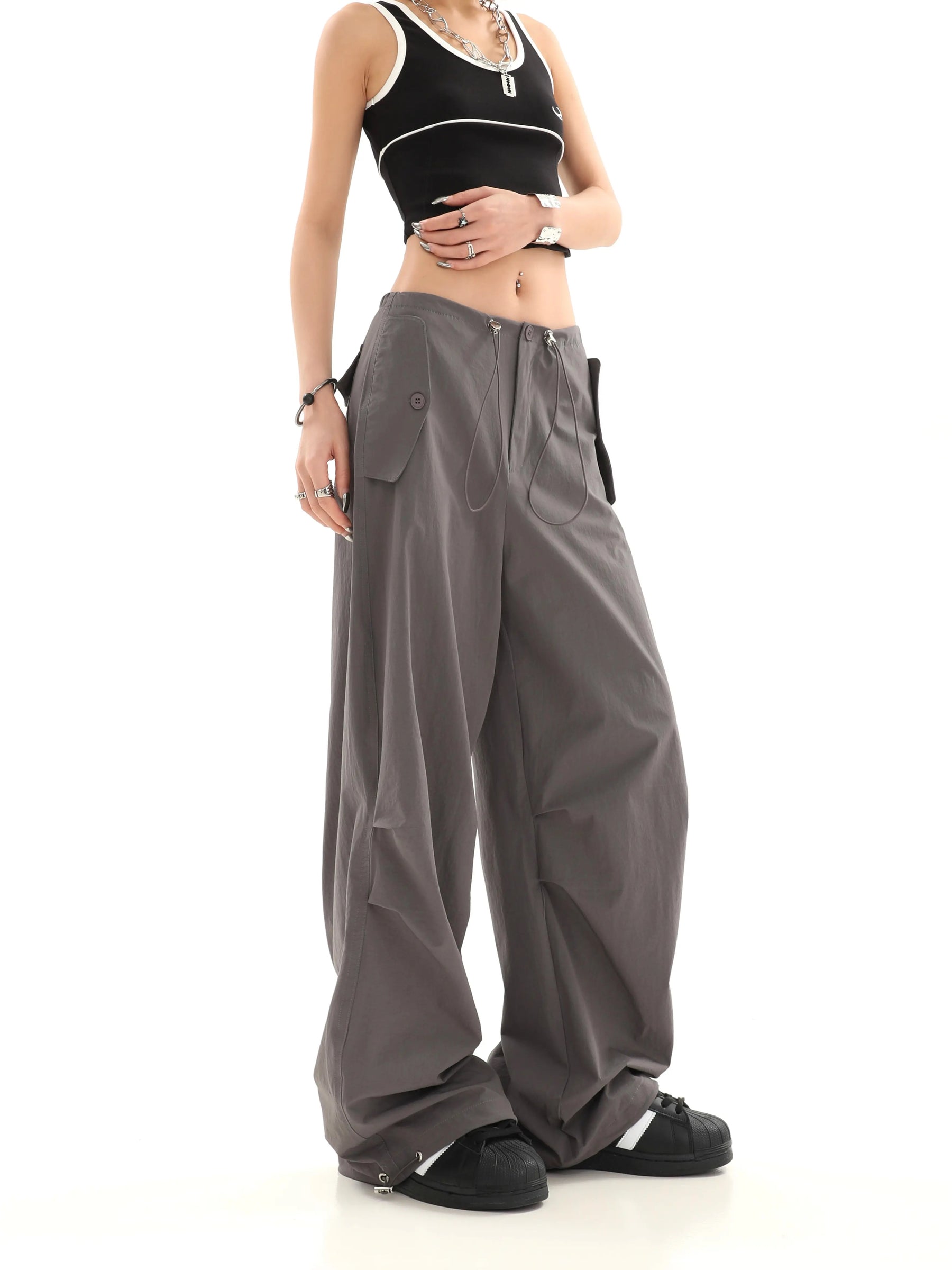 Summer Casual Loose High Waist Drawstring Pants