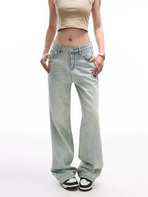 High Waisted Loose Light Blue Casual Jeans