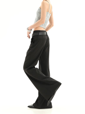 Vintage Casual Loose Low Waisted Flared Suit Pants