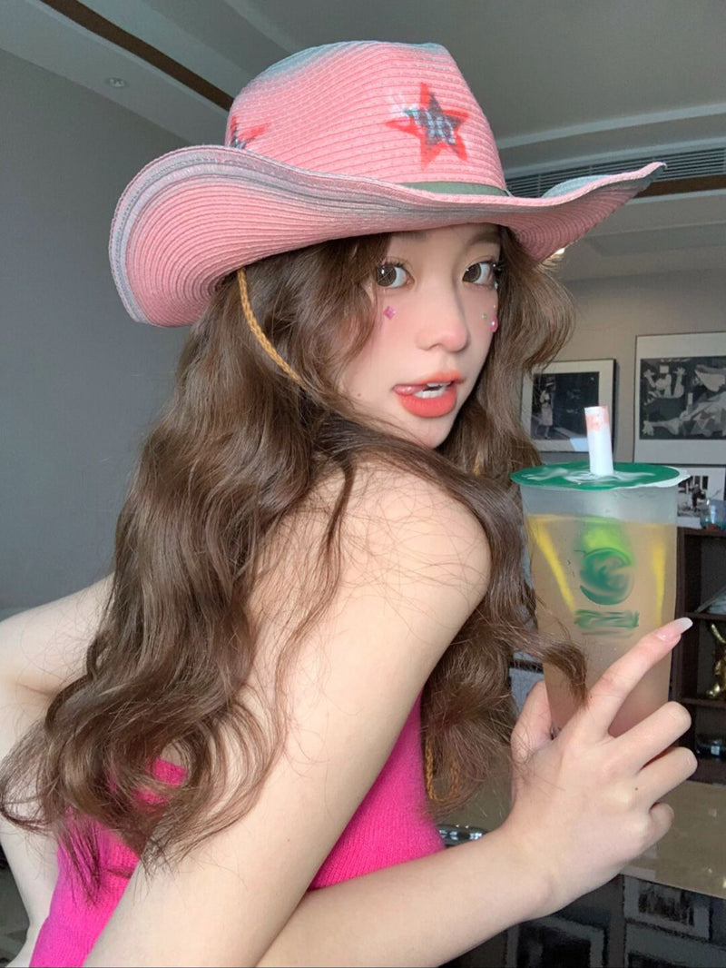 Pink Stars Vintage Sun Hat