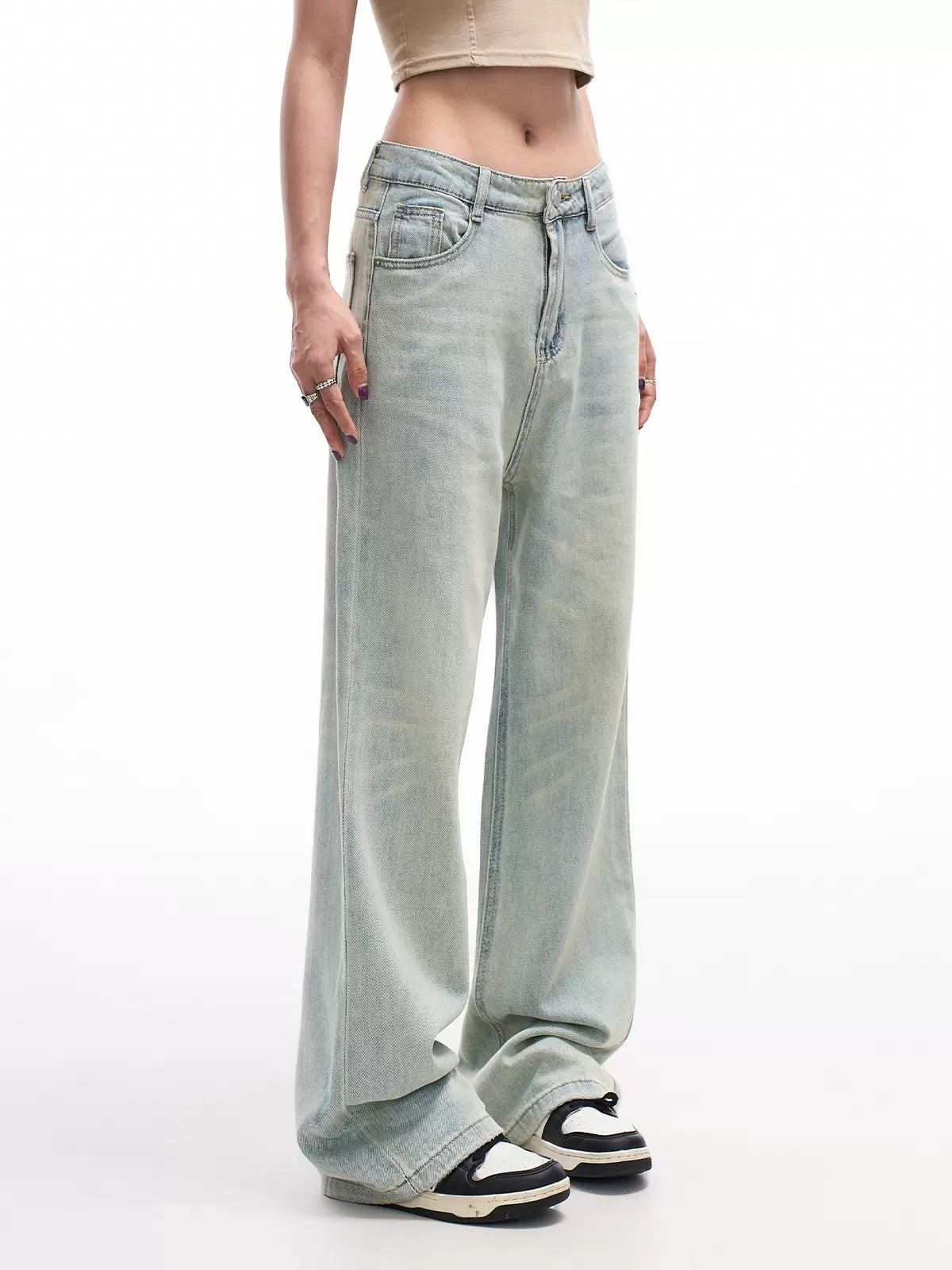 High Waisted Loose Light Blue Casual Jeans