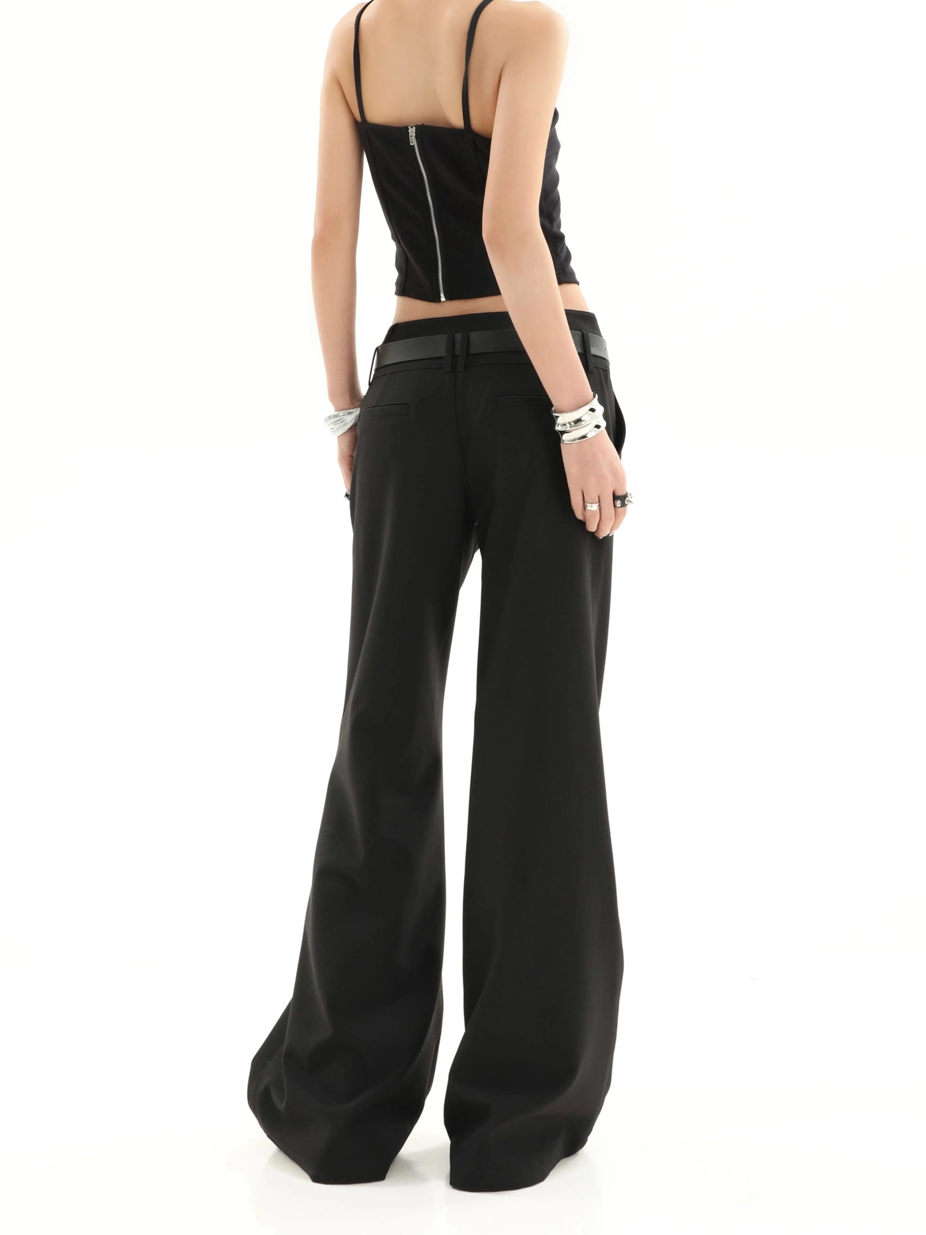 Vintage Casual Loose Low Waisted Flared Suit Pants