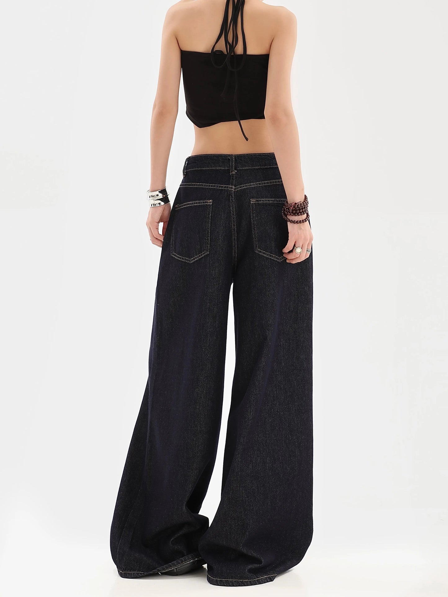 Solid Color Straight High Waist Loose Jeans