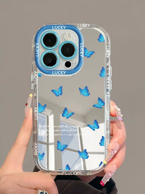 Blue Butterfly Mirror Phone Case