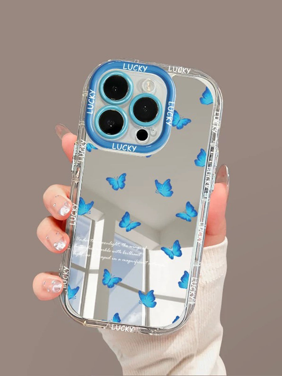 Blue Butterfly Mirror Phone Case