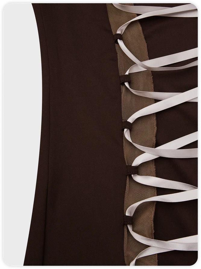 Brown Tie-up Dress Mini Dress