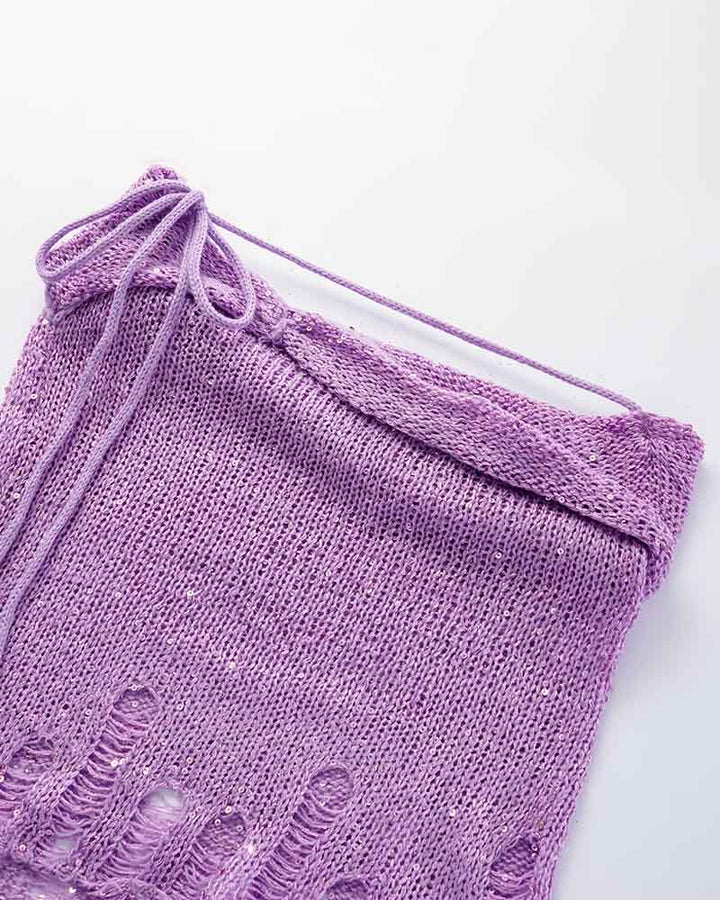 Dazzling Crochet Short Skirt Coord Set