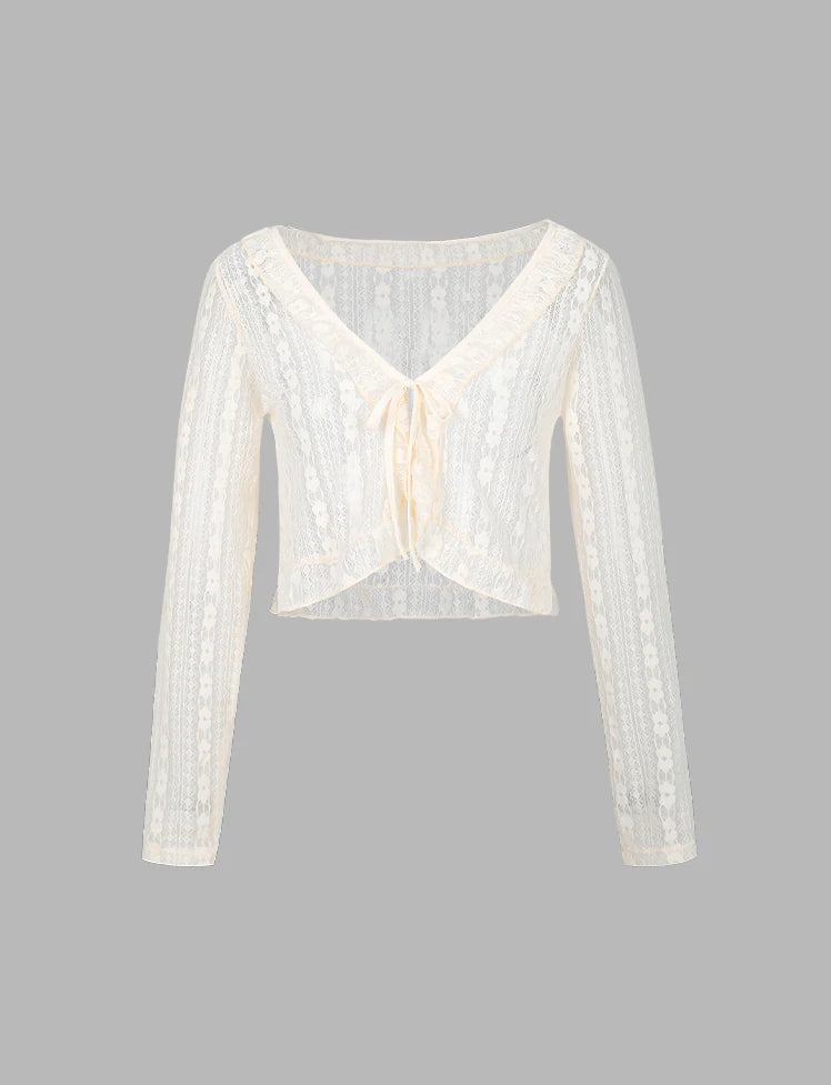 Ruffled Lace Long Sleeve Top