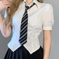 White Shirt Tops with Tie