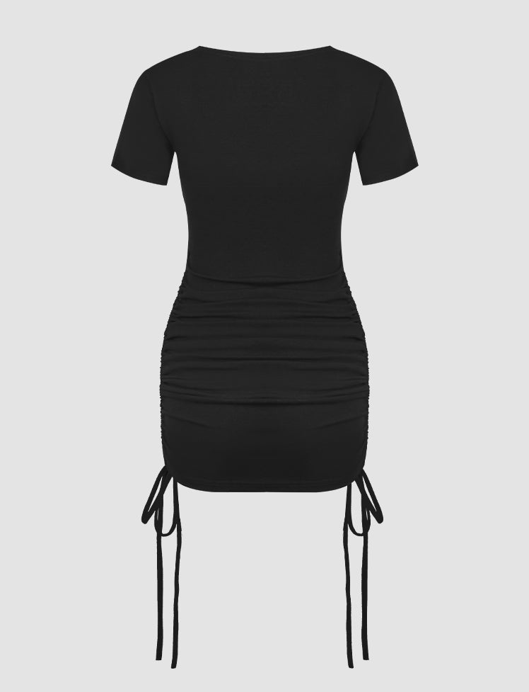 Square Neck Drawstring Dress