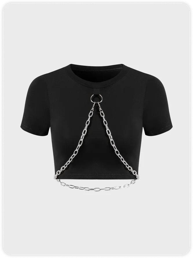 Black Metal Chain Top Top