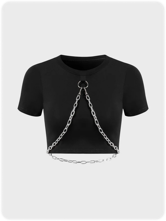 Black Metal Chain Top Top