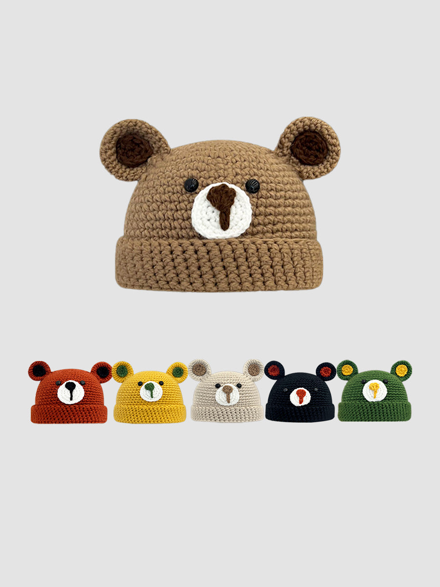 Cute Bear Hand-made Crochet Woolen Hat