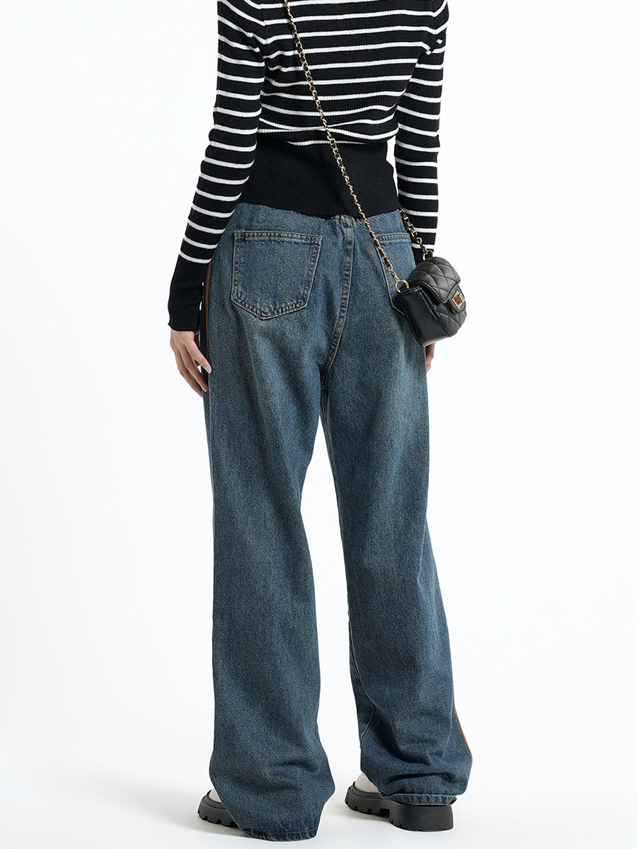 Drawstring Straight Leg Jeans