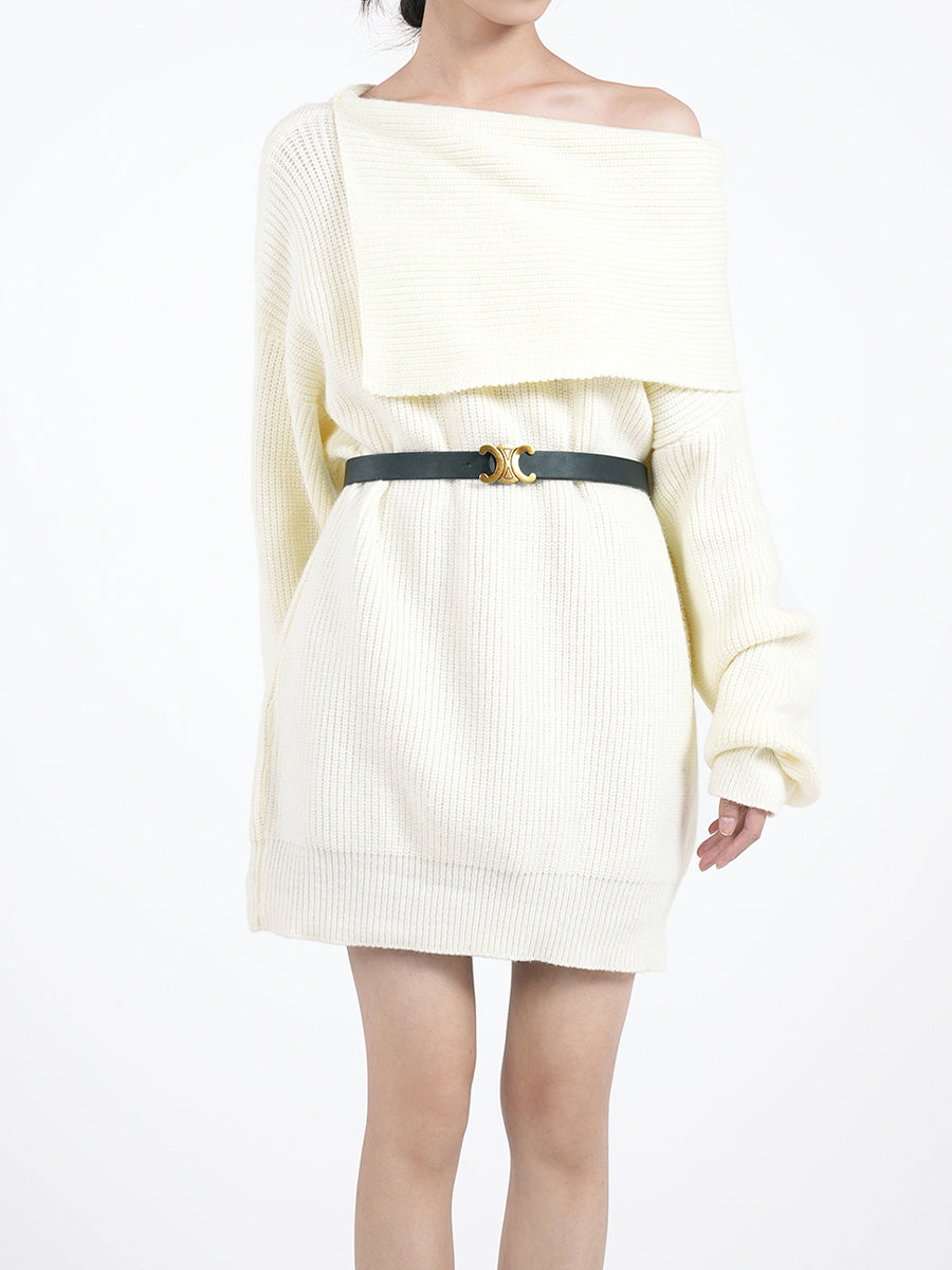 Strapless Knit Sweater Dress with Belt