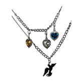 Y2K Rhinestone Heart Shaped Metal Necklace