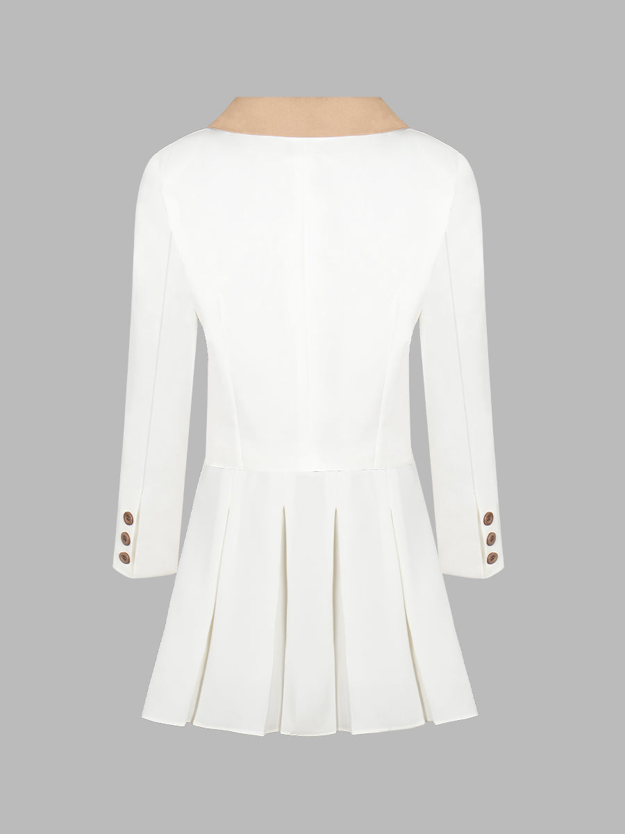 Blouse Blazer & Pleated Skirt Set