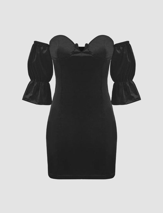 Off Shoulder Ruffled Sleeve Dress