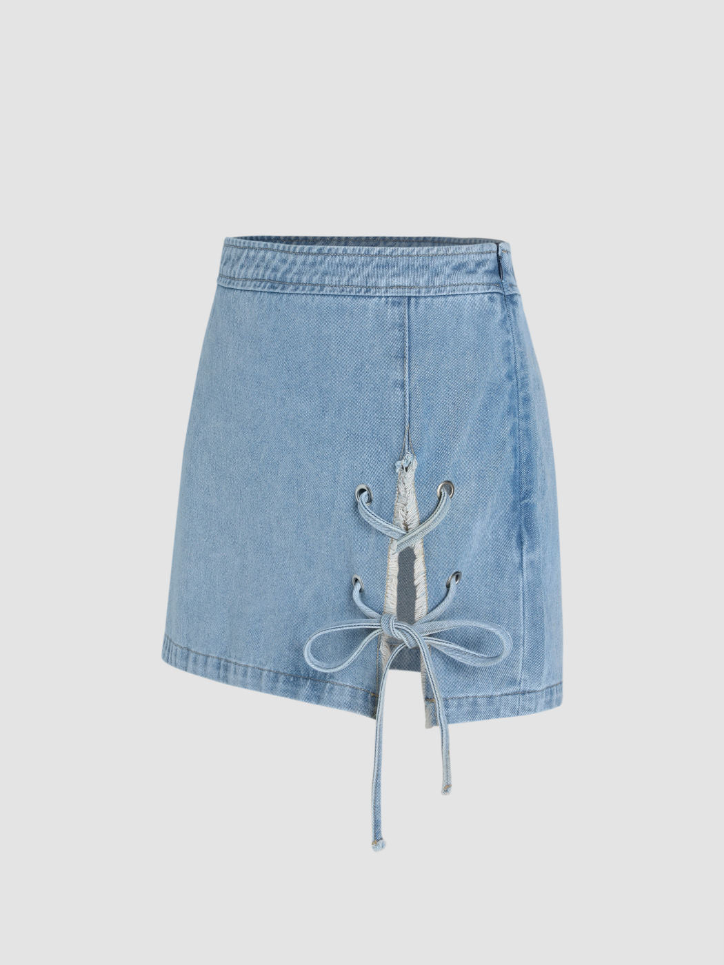 Denim Knotted Split Short Skirt